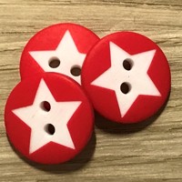 15 mm Knap, Rød med hvid stjerne